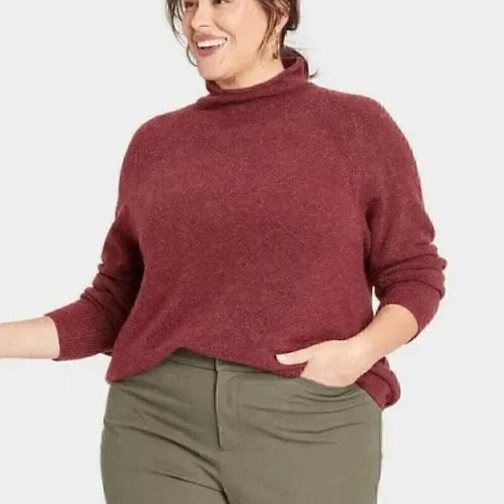 Ava & Viv Plus Size Raspberry Red Burgundy Marled… - image 1